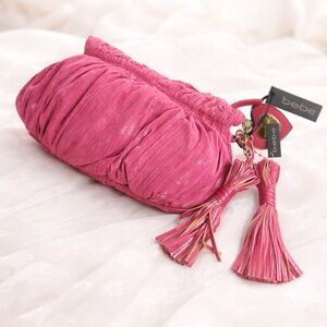 bebe Pink Clutch with Tassels. Suede. NWT. Y2K. Excellent Condition